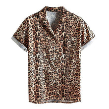 Load image into Gallery viewer, Mens Shirt Fashion Leopard Printed Chest Pocket Turn Down Collar Short Sleeve Casual Autumn Loose Shirt top blouse new 2019 - UK Fashion Market