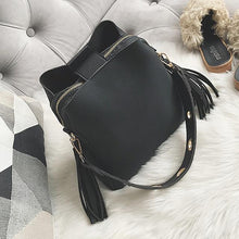 Load image into Gallery viewer, 2019 Fashion Scrub Women Bucket Bag Vintage Tassel Messenger Bag High Quality Retro Shoulder Bag Simple Crossbody Bag Tote - UK Fashion Market