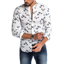 Load image into Gallery viewer, Oeak Hawaiian Shirt Long Sleeve Wild Goose Print Button Linen Shirts Summer Camisas Hombre Mens Shirts Casual Slim Fit Blusa New - UK Fashion Market