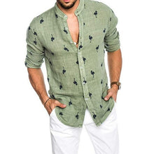 Load image into Gallery viewer, Oeak Hawaiian Shirt Long Sleeve Wild Goose Print Button Linen Shirts Summer Camisas Hombre Mens Shirts Casual Slim Fit Blusa New - UK Fashion Market