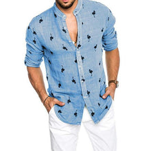 Load image into Gallery viewer, Oeak Hawaiian Shirt Long Sleeve Wild Goose Print Button Linen Shirts Summer Camisas Hombre Mens Shirts Casual Slim Fit Blusa New - UK Fashion Market