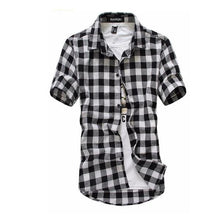 Load image into Gallery viewer, Red And Black Plaid Shirt Men Shirts 2020 New Summer Fashion Chemise Homme Mens Checkered Shirts Short Sleeve Shirt Men Blouse - UK Fashion Market