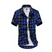Load image into Gallery viewer, Red And Black Plaid Shirt Men Shirts 2020 New Summer Fashion Chemise Homme Mens Checkered Shirts Short Sleeve Shirt Men Blouse - UK Fashion Market