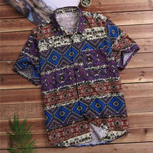 Load image into Gallery viewer, Mens Beach Hawaiian Shirt Tropical Summer Short Sleeve Shirt Men Brand Clothing Casual Loose Cotton Button Down Shirt Plus Size8 - UK Fashion Market