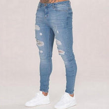 Load image into Gallery viewer, Oeak Mens Solid Color Jeans 2019 New Fashion Slim Pencil Pants Sexy Casual Hole Ripped Design Streetwear - UK Fashion Market