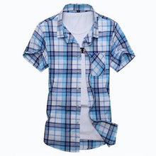 Load image into Gallery viewer, Plus Size M-7XLNew Summer Fashion Men's Shirt Slim Fit Men Short Sleeve Plaid Shirts Mens Clothes Trend Casual Mens Social Shirt - UK Fashion Market
