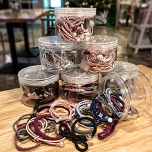 Load image into Gallery viewer, 8/12/16/20/25Pcs New Women Girls Basic Knot Pearls Elastic Hair Bands Scrunchies Ponytail Holder Headbands Hair Accessories Set - UK Fashion Market
