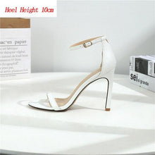 Load image into Gallery viewer, 2020 Women 10 8 6cm High Heels Sandals Lady Fetish Stripper Plus Size 33-43 Strappy Shoes Stripper Stiletto Low Heels Nude Pumps - UK Fashion Market
