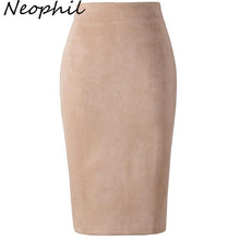 Load image into Gallery viewer, Neophil 2020 Summer Women Suede Midi Pencil Skirt High Waist Gray Pink XXL Sexy Style Stretch Wrap Ladies Office Work Saia S1009 - UK Fashion Market
