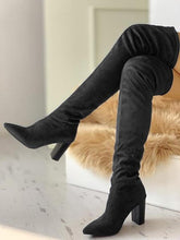 Load image into Gallery viewer, leopard big size 43 Pointed Toe Over The Knee Boots woman 8cm high heels luxury Design chunky heeled women's Shoes woman - UK Fashion Market
