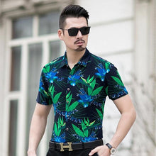 Load image into Gallery viewer, Floral Print Shirt Men 2020 Brand New Gold Bronzing Short Sleeve Chemise Homme Fancy Flower Mens Dress Shirts Camisa Masculina - UK Fashion Market
