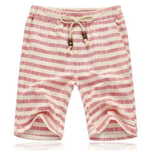 Load image into Gallery viewer, Summer New Cotton Linen Casual Shorts Men Grid Hot Mens Bermudas Shorts Comfortable Male Beach Shorts - UK Fashion Market
