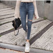 Load image into Gallery viewer, Women Skinny Pants Black Jeans
