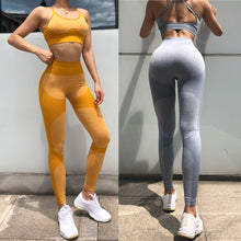 Load image into Gallery viewer, 2 Piece Yoga Set Sports Bra and Leggings Jogging Women Gym Set Clothes Seamless Workout Sports Tights Women Fitness Sports Suit - UK Fashion Market
