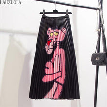 Load image into Gallery viewer, Cartoon Pleated Summer Skirts Womens 2020 New Fashion Print High Waist Elastic Long Skirt for Women Faldas Mid-Calf High Street - UK Fashion Market
