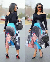 Load image into Gallery viewer, Cartoon Pleated Summer Skirts Womens 2020 New Fashion Print High Waist Elastic Long Skirt for Women Faldas Mid-Calf High Street - UK Fashion Market
