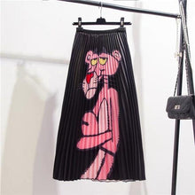 Load image into Gallery viewer, Cartoon Pleated Summer Skirts Womens 2020 New Fashion Print High Waist Elastic Long Skirt for Women Faldas Mid-Calf High Street - UK Fashion Market
