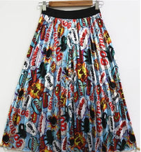 Load image into Gallery viewer, Cartoon Pleated Summer Skirts Womens 2020 New Fashion Print High Waist Elastic Long Skirt for Women Faldas Mid-Calf High Street - UK Fashion Market
