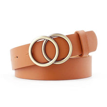 Load image into Gallery viewer, Best YBT Women Belt Imitation leather Alloy Pin Buckle Belt New Double Circle Button Belt Leisure Jeans Fashion Dress Women Belt - UK Fashion Market
