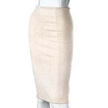 Load image into Gallery viewer, SheBlingBling Empire Skirts  Spring Faux Suede Pencil High Waist Bodycon Split Thick Stretchy Sexy Skirts Knee Length Plus Size - UK Fashion Market
