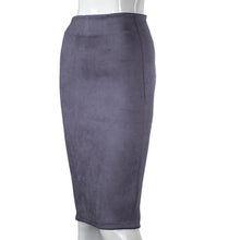 Load image into Gallery viewer, SheBlingBling Empire Skirts  Spring Faux Suede Pencil High Waist Bodycon Split Thick Stretchy Sexy Skirts Knee Length Plus Size - UK Fashion Market
