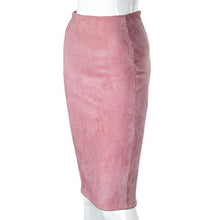 Load image into Gallery viewer, SheBlingBling Empire Skirts  Spring Faux Suede Pencil High Waist Bodycon Split Thick Stretchy Sexy Skirts Knee Length Plus Size - UK Fashion Market
