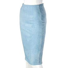 Load image into Gallery viewer, SheBlingBling Empire Skirts  Spring Faux Suede Pencil High Waist Bodycon Split Thick Stretchy Sexy Skirts Knee Length Plus Size - UK Fashion Market
