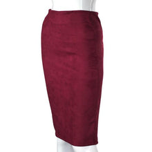 Load image into Gallery viewer, SheBlingBling Empire Skirts  Spring Faux Suede Pencil High Waist Bodycon Split Thick Stretchy Sexy Skirts Knee Length Plus Size - UK Fashion Market
