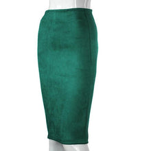 Load image into Gallery viewer, SheBlingBling Empire Skirts  Spring Faux Suede Pencil High Waist Bodycon Split Thick Stretchy Sexy Skirts Knee Length Plus Size - UK Fashion Market
