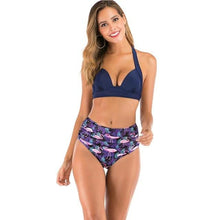 Load image into Gallery viewer, 2020 new swimsuit multi color sexy solid color printing high waist split Swimsuit Bikini suit women's Beach swimsuit - UK Fashion Market
