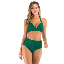Load image into Gallery viewer, 2020 new swimsuit multi color sexy solid color printing high waist split Swimsuit Bikini suit women's Beach swimsuit - UK Fashion Market
