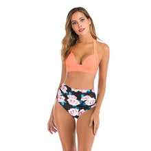 Load image into Gallery viewer, 2020 new swimsuit multi color sexy solid color printing high waist split Swimsuit Bikini suit women's Beach swimsuit - UK Fashion Market
