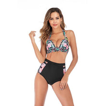 Load image into Gallery viewer, 2020 new swimsuit multi color sexy solid color printing high waist split Swimsuit Bikini suit women's Beach swimsuit - UK Fashion Market
