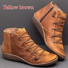 Load image into Gallery viewer, PU Leather Ankle Boots for Women Autumn Winter Cross Strips Vintage Women Punk Boots Shoes Ladies Flat Women Boots Woman - UK Fashion Market
