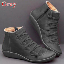 Load image into Gallery viewer, PU Leather Ankle Boots for Women Autumn Winter Cross Strips Vintage Women Punk Boots Shoes Ladies Flat Women Boots Woman - UK Fashion Market
