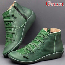 Load image into Gallery viewer, PU Leather Ankle Boots for Women Autumn Winter Cross Strips Vintage Women Punk Boots Shoes Ladies Flat Women Boots Woman - UK Fashion Market
