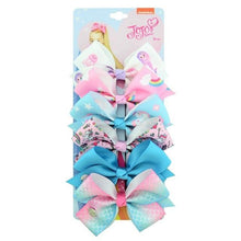 Load image into Gallery viewer, 6 Pieces/Set JoJo Bows Jojo Siwa Rainbow Printed Knot Ribbon Bow For Girls Handmade Boutique Hair Clip Children Hair Accessories - UK Fashion Market
