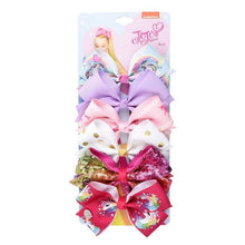 Load image into Gallery viewer, 6 Pieces/Set JoJo Bows Jojo Siwa Rainbow Printed Knot Ribbon Bow For Girls Handmade Boutique Hair Clip Children Hair Accessories - UK Fashion Market
