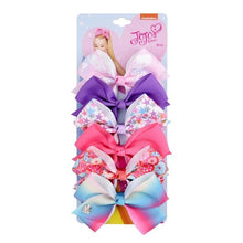 Load image into Gallery viewer, 6 Pieces/Set JoJo Bows Jojo Siwa Rainbow Printed Knot Ribbon Bow For Girls Handmade Boutique Hair Clip Children Hair Accessories - UK Fashion Market
