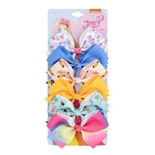 Load image into Gallery viewer, 6 Pieces/Set JoJo Bows Jojo Siwa Rainbow Printed Knot Ribbon Bow For Girls Handmade Boutique Hair Clip Children Hair Accessories - UK Fashion Market
