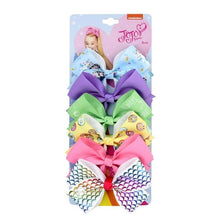 Load image into Gallery viewer, 6 Pieces/Set JoJo Bows Jojo Siwa Rainbow Printed Knot Ribbon Bow For Girls Handmade Boutique Hair Clip Children Hair Accessories - UK Fashion Market
