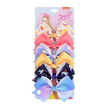 Load image into Gallery viewer, 6 Pieces/Set JoJo Bows Jojo Siwa Rainbow Printed Knot Ribbon Bow For Girls Handmade Boutique Hair Clip Children Hair Accessories - UK Fashion Market
