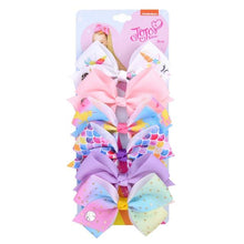Load image into Gallery viewer, 6 Pieces/Set JoJo Bows Jojo Siwa Rainbow Printed Knot Ribbon Bow For Girls Handmade Boutique Hair Clip Children Hair Accessories - UK Fashion Market
