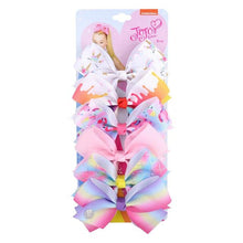 Load image into Gallery viewer, 6 Pieces/Set JoJo Bows Jojo Siwa Rainbow Printed Knot Ribbon Bow For Girls Handmade Boutique Hair Clip Children Hair Accessories - UK Fashion Market
