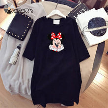 Load image into Gallery viewer, Dress 2020 Summer Women Dresses Minnie Cartoon Print Casual Loose Black White Mini Women Clothing Big Size Dress Femme - UK Fashion Market
