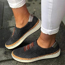 Load image into Gallery viewer, New Women's Shoes Hollow Out woman shoes Striped Vulcanize Breathable Elastic Retro Casual Flats Suitable Wide Leg Woman Sneaker - UK Fashion Market
