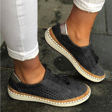 Load image into Gallery viewer, New Women's Shoes Hollow Out woman shoes Striped Vulcanize Breathable Elastic Retro Casual Flats Suitable Wide Leg Woman Sneaker - UK Fashion Market
