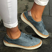 Load image into Gallery viewer, New Women's Shoes Hollow Out woman shoes Striped Vulcanize Breathable Elastic Retro Casual Flats Suitable Wide Leg Woman Sneaker - UK Fashion Market
