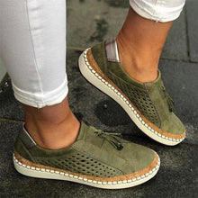 Load image into Gallery viewer, New Women's Shoes Hollow Out woman shoes Striped Vulcanize Breathable Elastic Retro Casual Flats Suitable Wide Leg Woman Sneaker - UK Fashion Market
