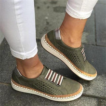 Load image into Gallery viewer, New Women's Shoes Hollow Out woman shoes Striped Vulcanize Breathable Elastic Retro Casual Flats Suitable Wide Leg Woman Sneaker - UK Fashion Market
